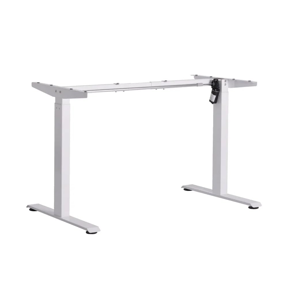 TRANSDESK Pulse Electric Height Adjustable Table Standing Desk| 80KG Wt Cap| 3 Year Warranty| Adaptor Hanger, Headphone & Cup Holder (White Only Frame | No Tabletop)