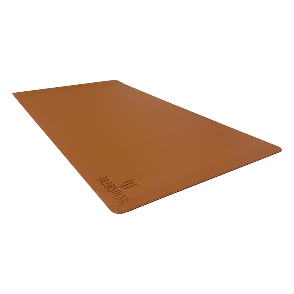 Premium Extra Large Vegan Leather Desk Mat 900x450 mm (90×45 cm – 2mm Thick)| Smooth Mouse Pad with Exquisite Stitching| Non-Slip Velvet Base| Eco-Friendly for Office & Gaming - Brown