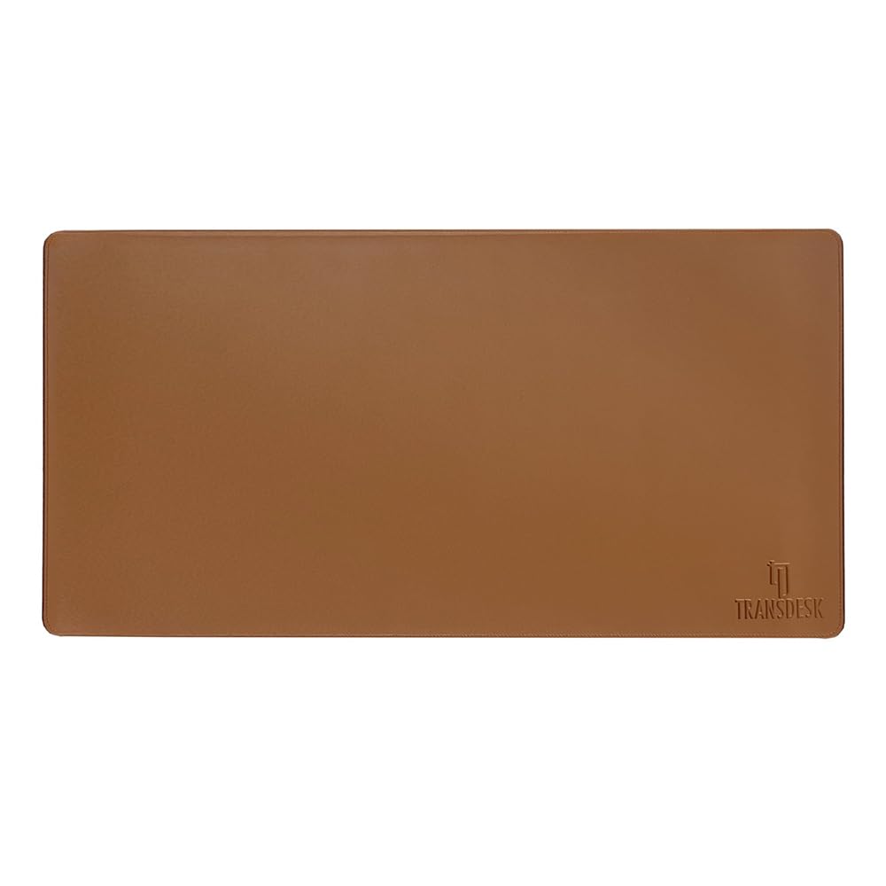 Premium Extra Large Vegan Leather Desk Mat 900x450 mm (90×45 cm – 2mm Thick)| Smooth Mouse Pad with Exquisite Stitching| Non-Slip Velvet Base| Eco-Friendly for Office & Gaming - Brown