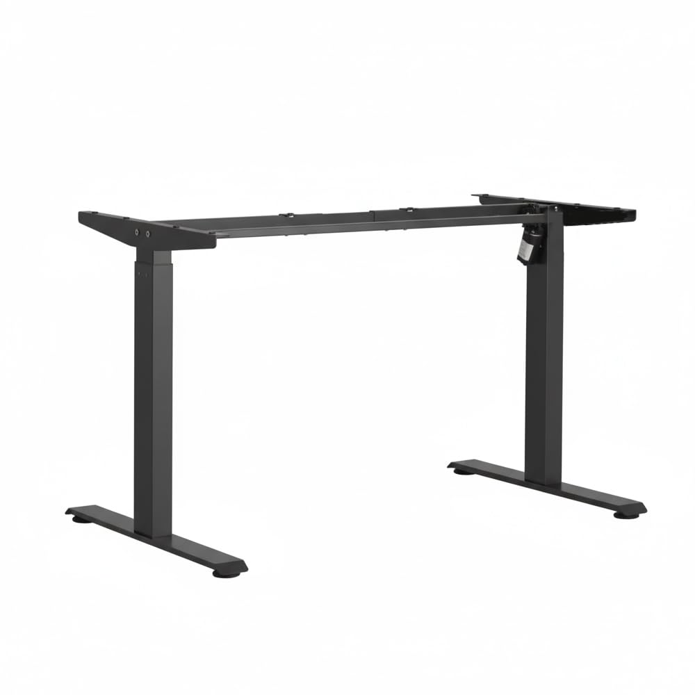 Pulse Electric Height Adjustable Table Standing Desk| 80KG Wt Cap| 3 Year Warranty| Adaptor Hanger, Headphone & Cup Holder (Black Only Frame | No Tabletop)