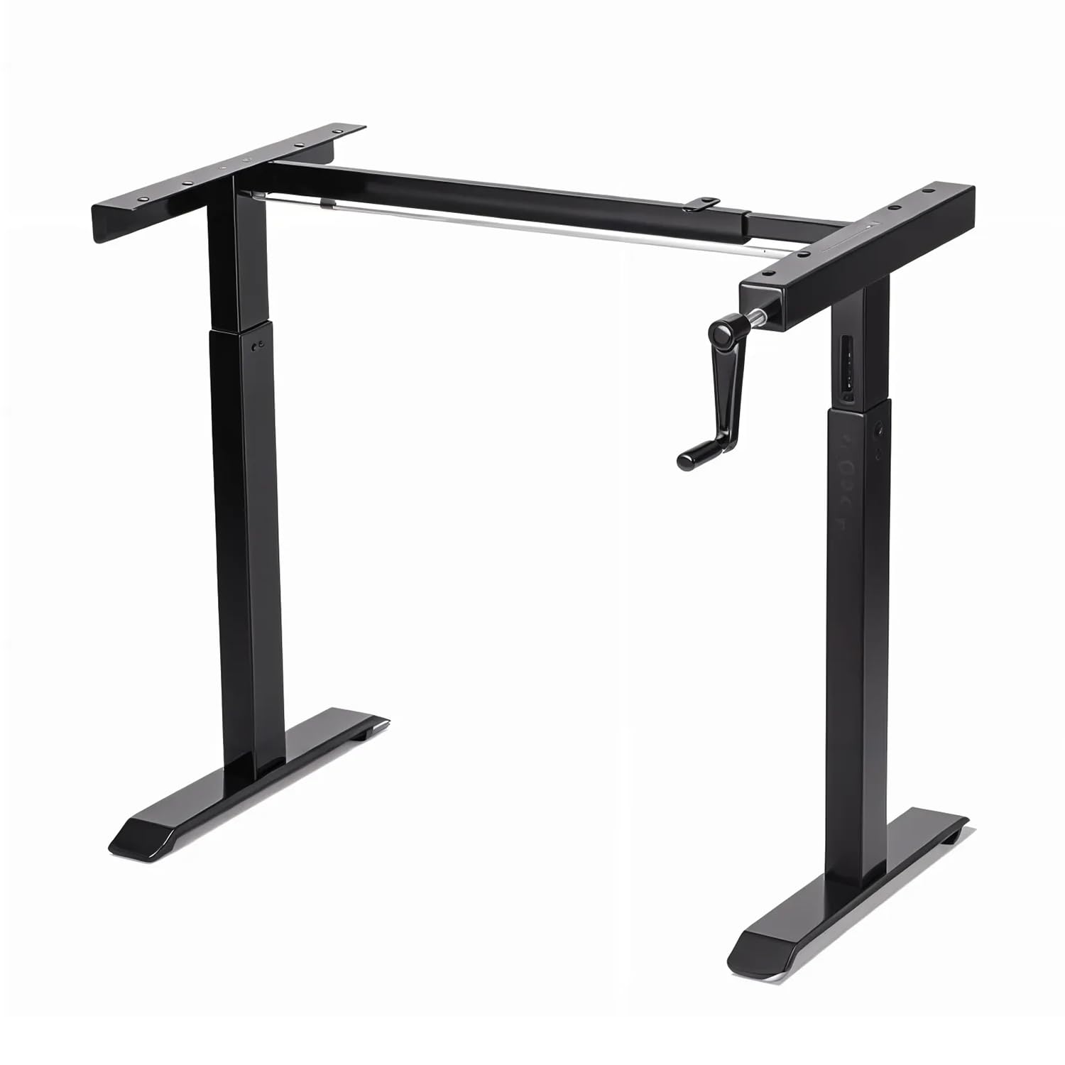 Manual Hand Crank Standing Desk Frame | Non Electric Height Adjustable Sit-Stand Table No Power Required | Silent Operation, Heavy-Duty Steel| 3-Year Warranty | Black Frame Only No Tabletop