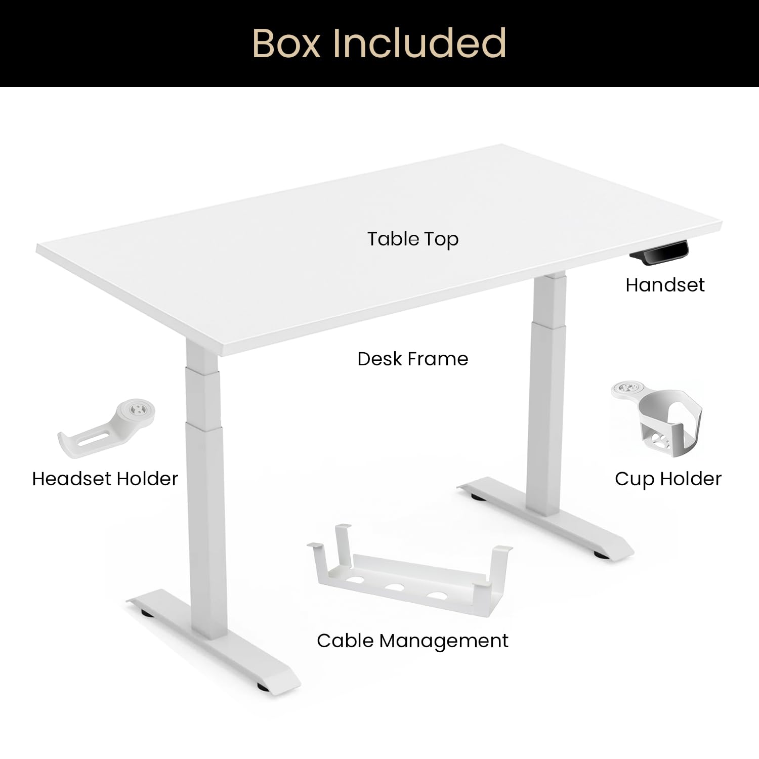 Dual Motor Standing Desk with 25mm Pre Drilled Tabletop 120kg Weight Capacity + Free Headphone & Cup Holder and Cable Management  - Verto Series