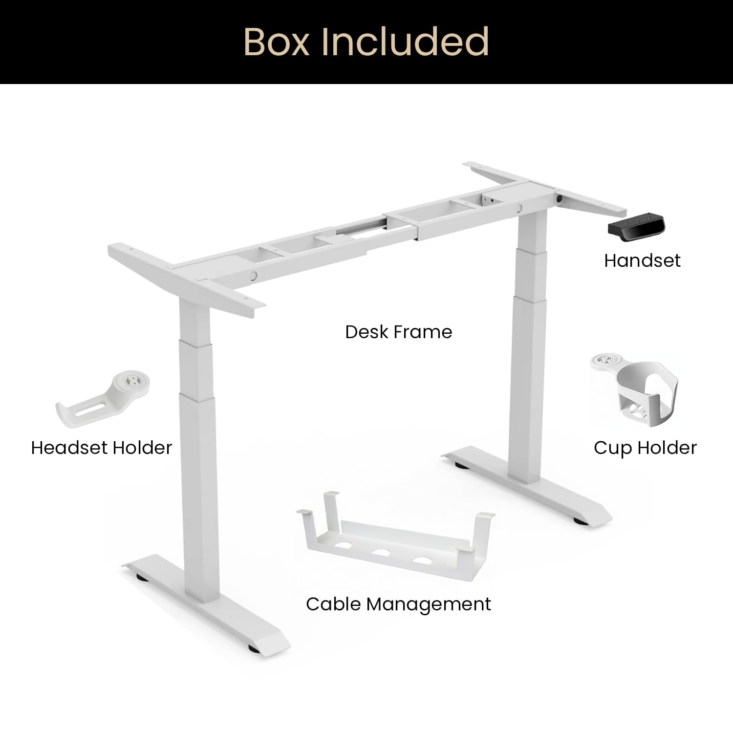 Electric Height Adjustable Dual Motor 3 Stage Standing Desk Table| 120KG Wt Cap| 3 Year Warranty| Cable Management, Headphone & Cup Holder (Only Frame, Only Frame | No Tabletop)