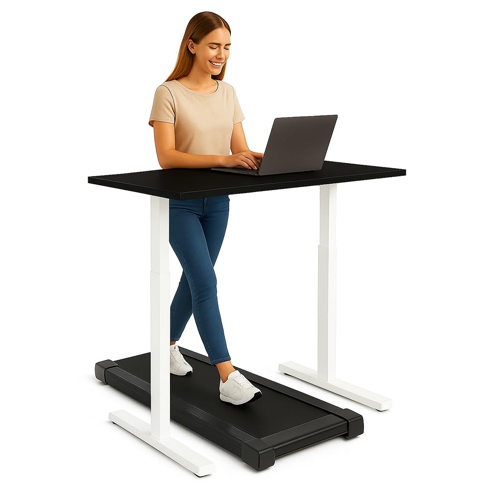 Single Motor Standing Desk with 25mm Pre Drilled Tabletop 80kg  Weight Capacity + Free Headphone & Cup Holder and Adaptor Hanger - Pulse Series