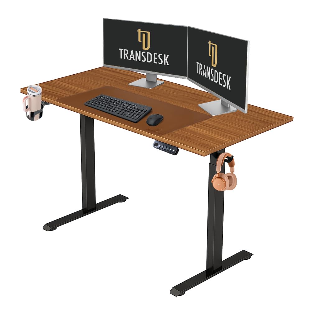 Single Motor Standing Desk with 25mm Pre Drilled Tabletop 80kg  Weight Capacity + Free Headphone & Cup Holder and Adaptor Hanger - Pulse Series