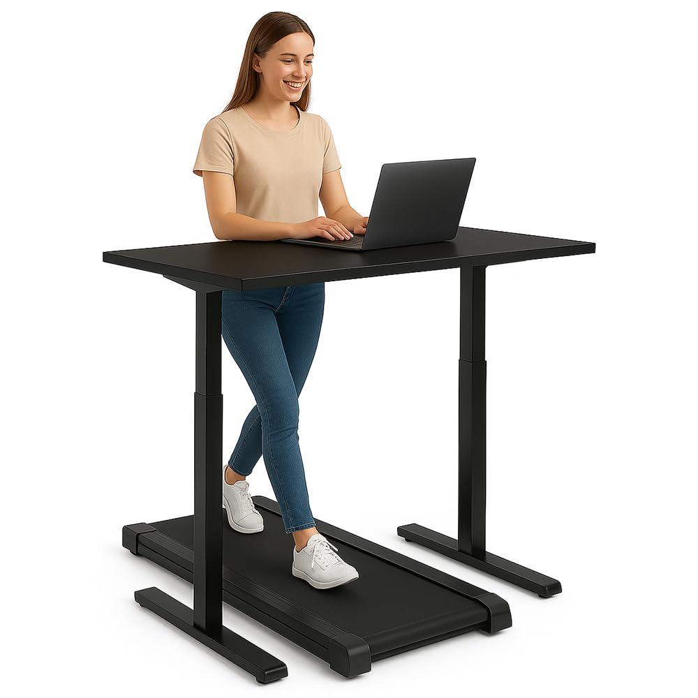 Pulse Electric Height Adjustable Table Standing Desk| 80KG Wt Cap| 3 Year Warranty| Adaptor Hanger, Headphone & Cup Holder (Black Only Frame | No Tabletop)