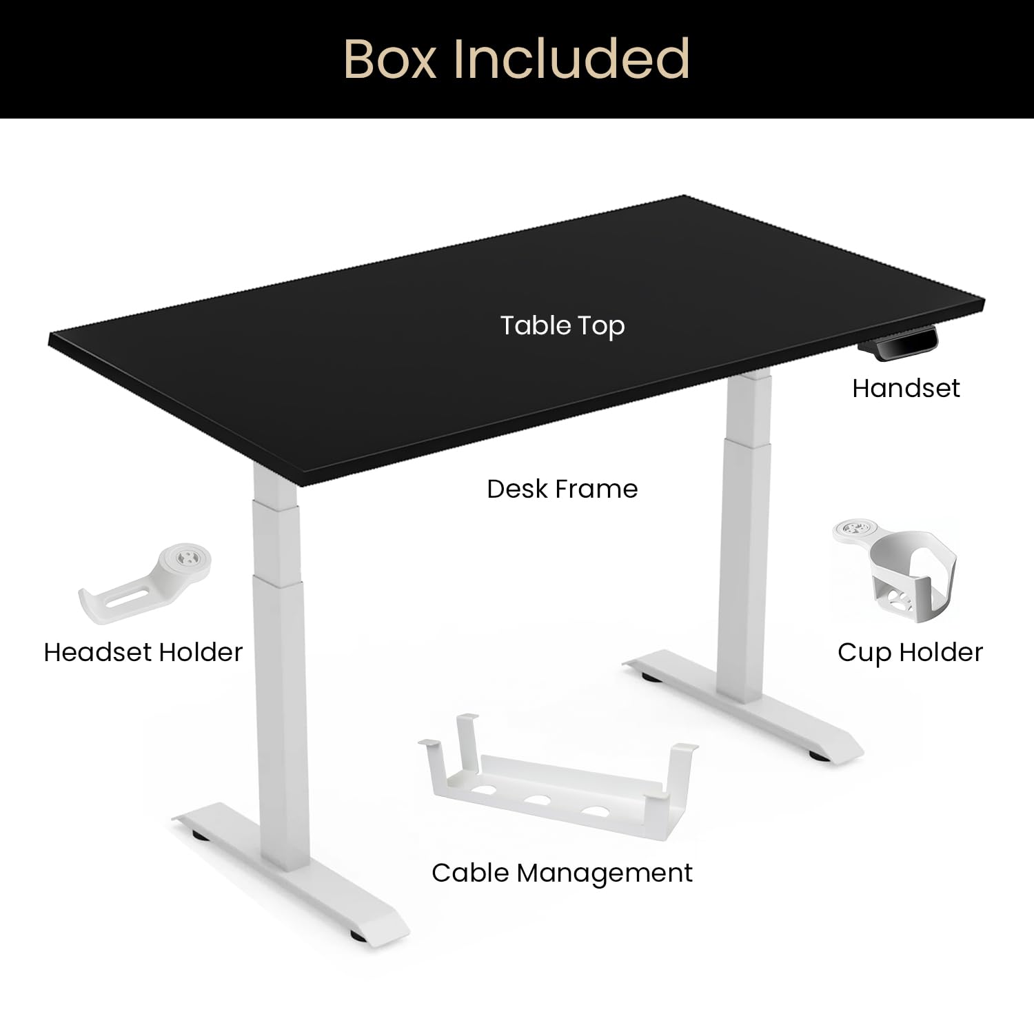 Dual Motor Standing Desk with 25mm Pre Drilled Tabletop 120kg Weight Capacity + Free Headphone & Cup Holder and Cable Management  - Verto Series
