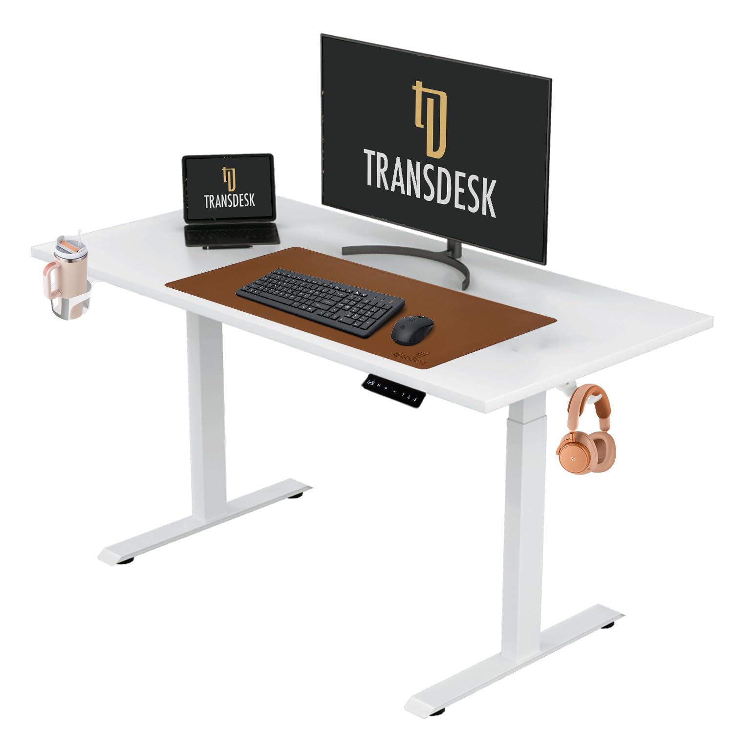 Dual Motor Standing Desk with 25mm Pre Drilled Tabletop 120kg Weight Capacity + Free Headphone & Cup Holder and Cable Management  - Verto Series