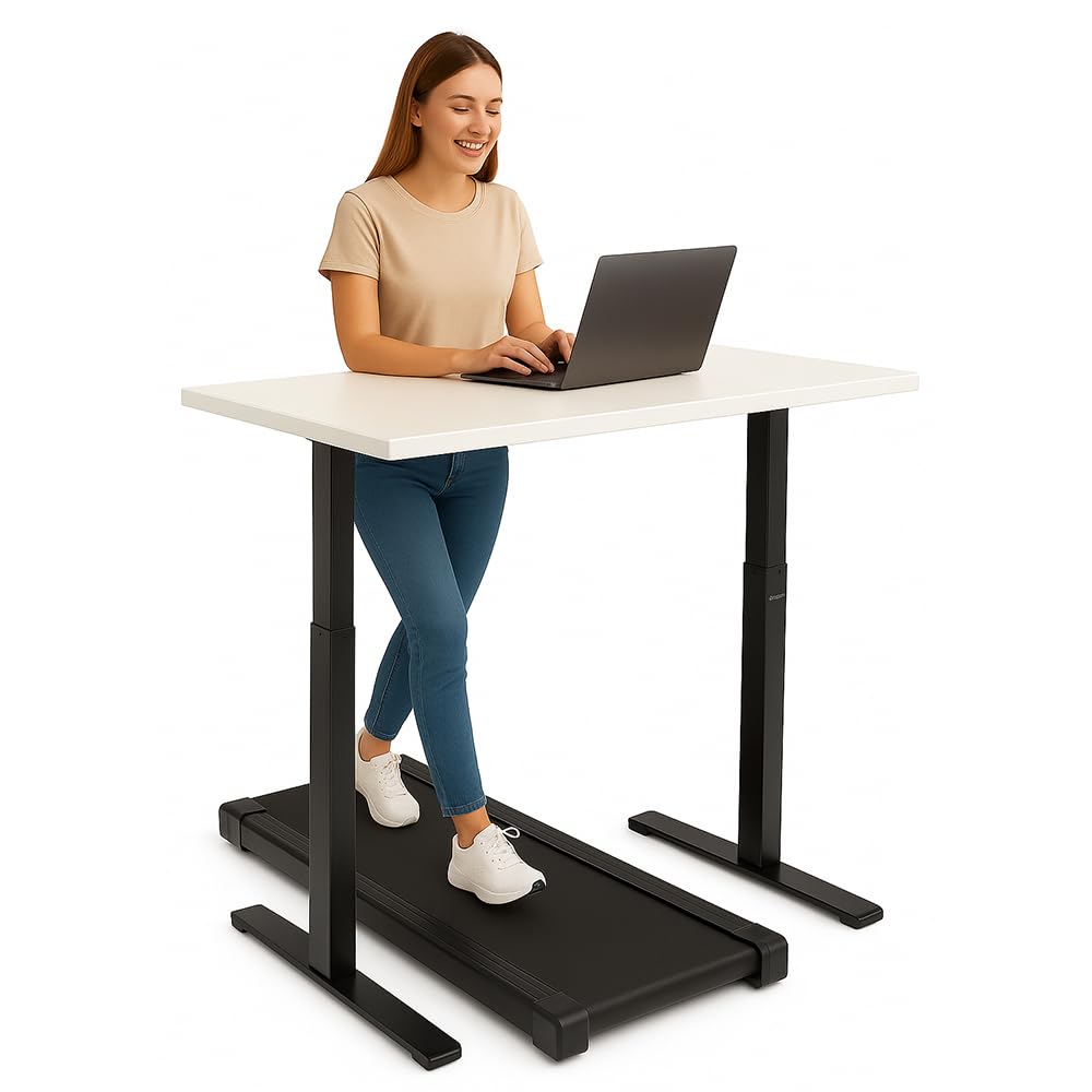 Single Motor Standing Desk with 25mm Pre Drilled Tabletop 80kg  Weight Capacity + Free Headphone & Cup Holder and Adaptor Hanger - Pulse Series