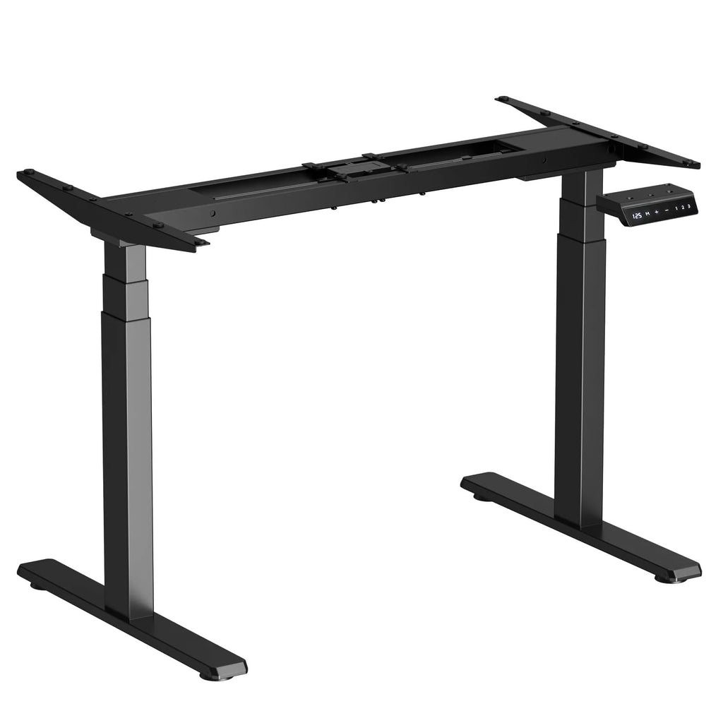Dual Motor 3 Stage Electric Height Adjustable Standing Desk Table| 120KG Wt Cap| 3 Year Warranty| Fit 47"–71" Tabletop| Cable Management, Headphone & Cup Holder (BK Frame Only | No Tabletop)