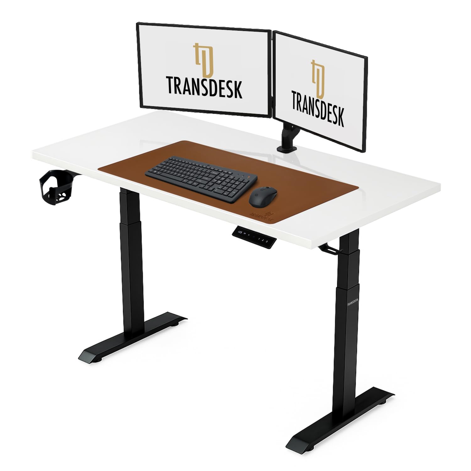 Dual Motor Standing Desk with 25mm Pre Drilled Tabletop 120kg Weight Capacity + Free Headphone & Cup Holder and Cable Management  - Verto Series