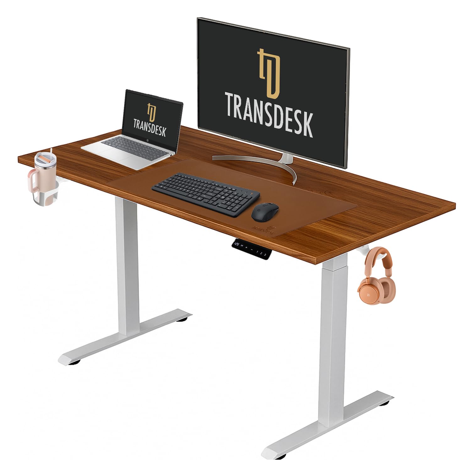 Dual Motor Standing Desk with 25mm Pre Drilled Tabletop 120kg Weight Capacity + Free Headphone & Cup Holder and Cable Management  - Verto Series