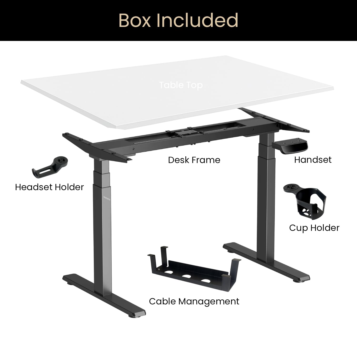 Dual Motor Standing Desk with 25mm Pre Drilled Tabletop 120kg Weight Capacity + Free Headphone & Cup Holder and Cable Management  - Verto Series