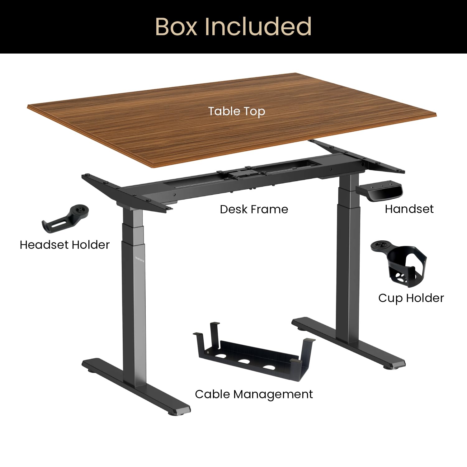 Dual Motor Standing Desk with 25mm Pre Drilled Tabletop 120kg Weight Capacity + Free Headphone & Cup Holder and Cable Management  - Verto Series