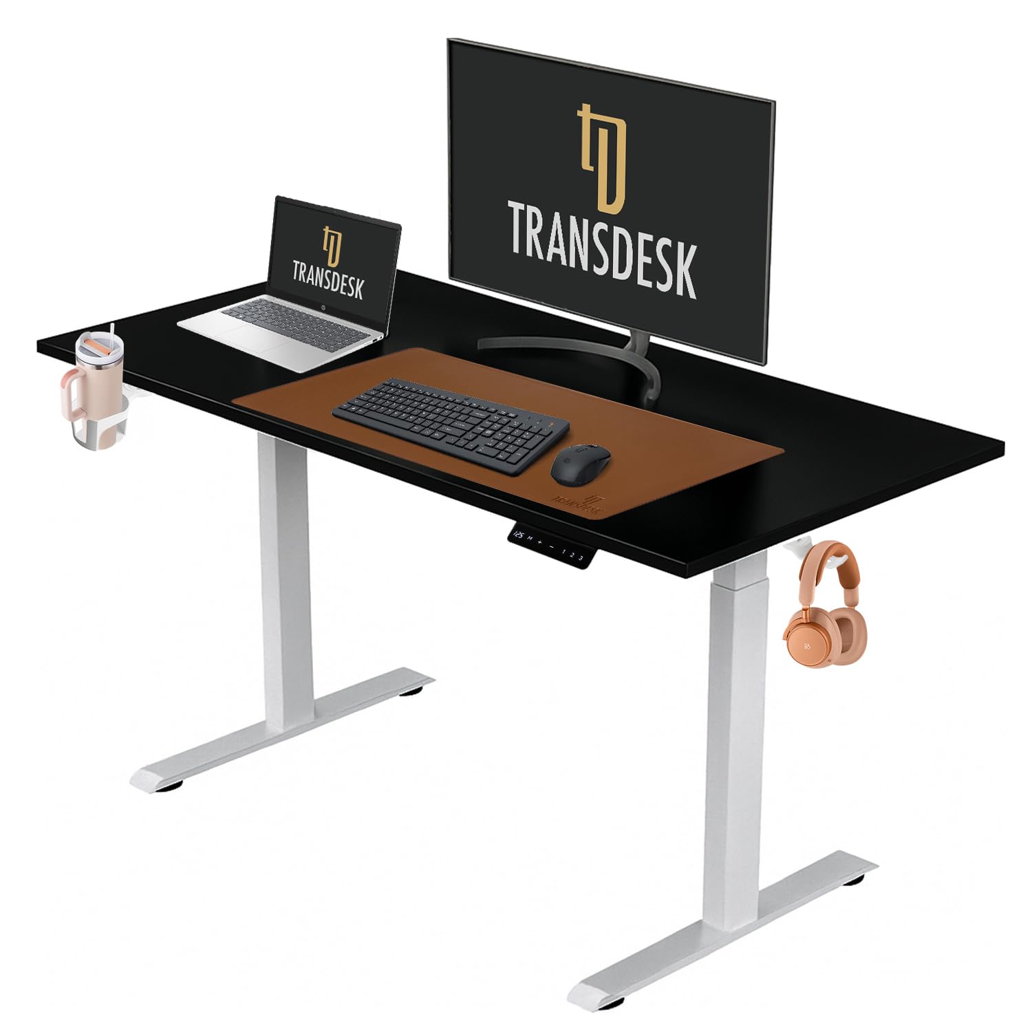 Dual Motor Standing Desk with 25mm Pre Drilled Tabletop 120kg Weight Capacity + Free Headphone & Cup Holder and Cable Management  - Verto Series