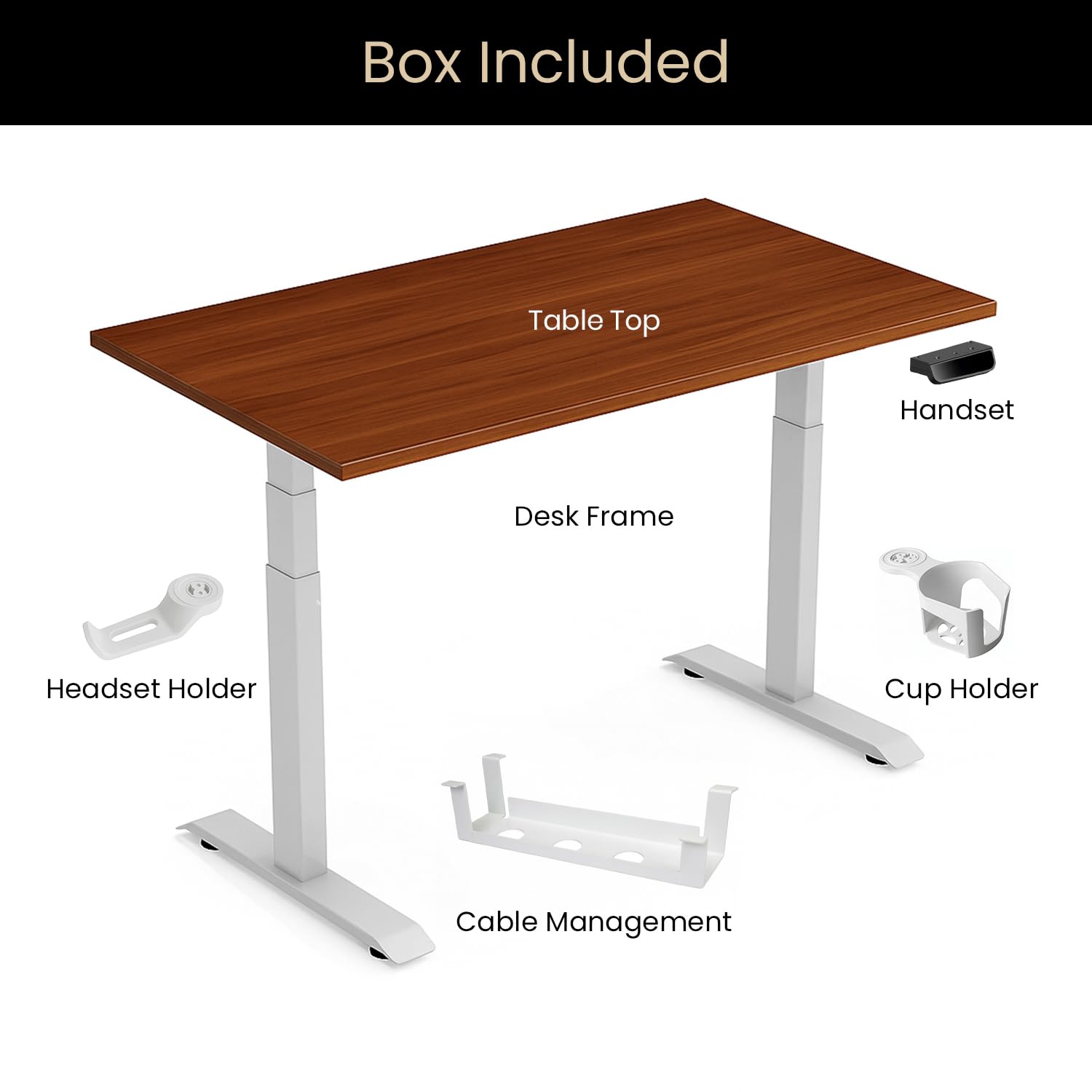 Dual Motor Standing Desk with 25mm Pre Drilled Tabletop 120kg Weight Capacity + Free Headphone & Cup Holder and Cable Management  - Verto Series