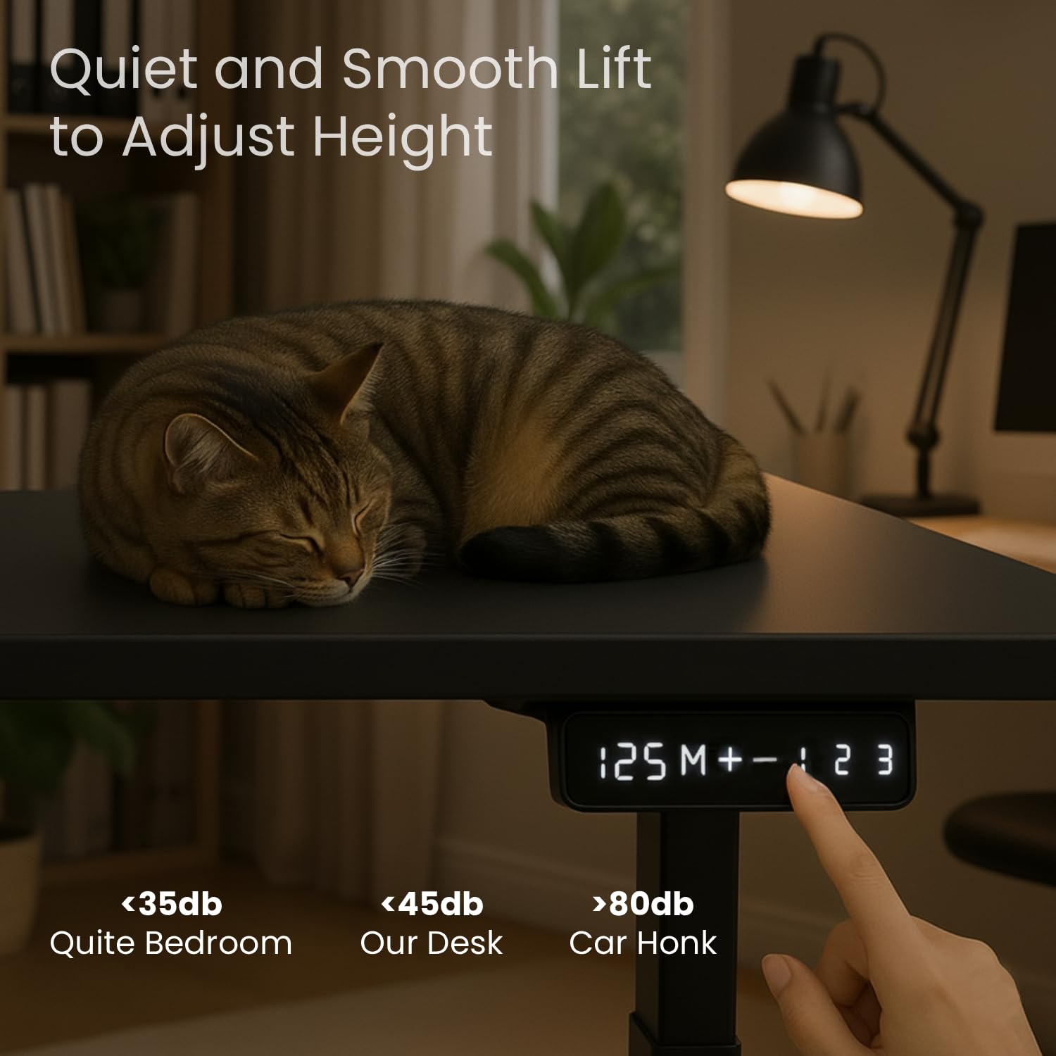 Dual Motor 3 Stage Electric Height Adjustable Standing Desk Table| 120KG Wt Cap| 3 Year Warranty| Fit 47"–71" Tabletop| Cable Management, Headphone & Cup Holder (BK Frame Only | No Tabletop)