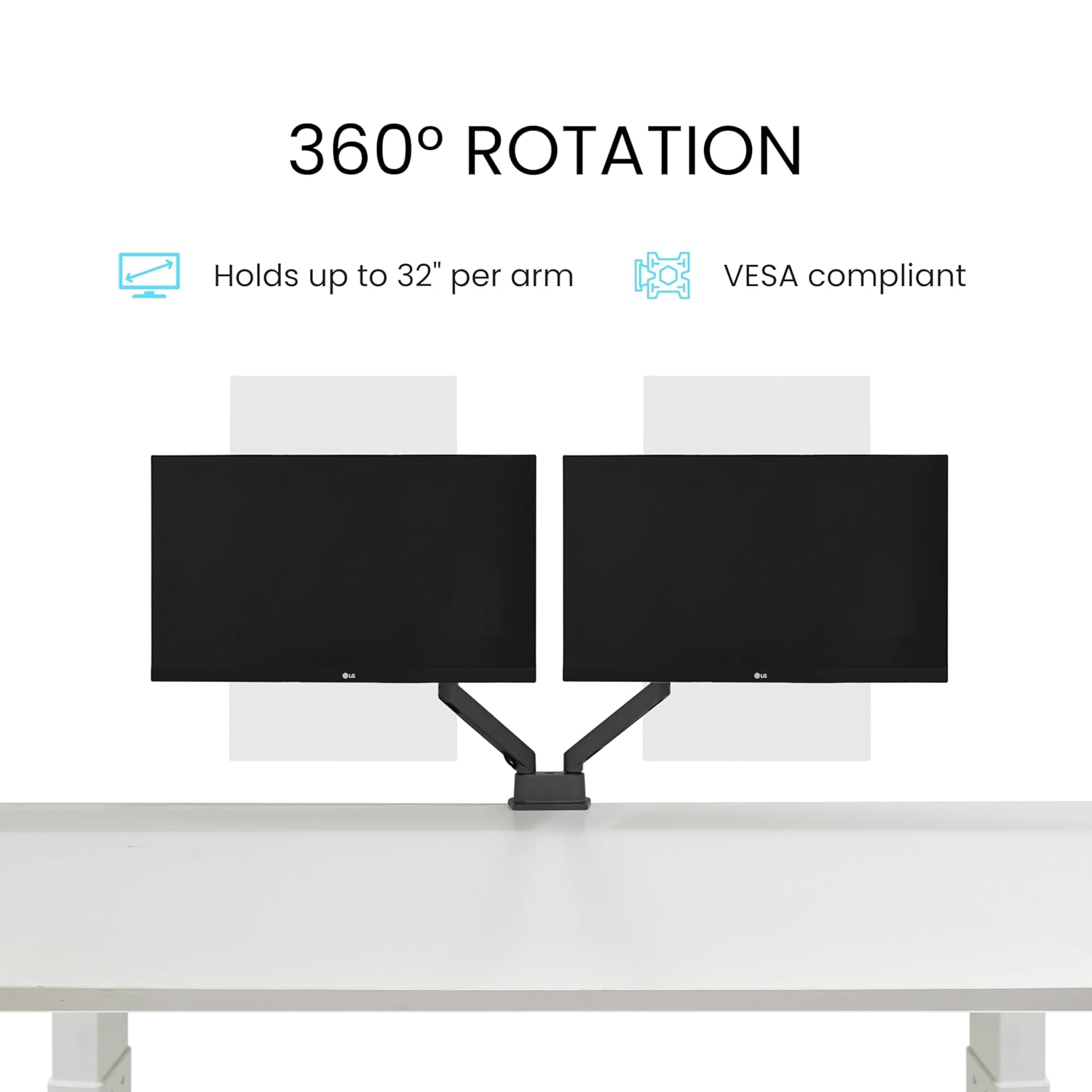 Gas Spring Dual Monitor Arm Full Motion Flexibility for 13 to 32 Inch Monitor Weight Capacity 9kg Per Monitor - TDS200