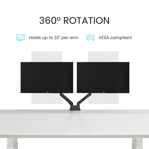 Gas Spring Dual Monitor Arm Full Motion Flexibility for 13 to 32 Inch Monitor Weight Capacity 9kg Per Monitor - TDS200