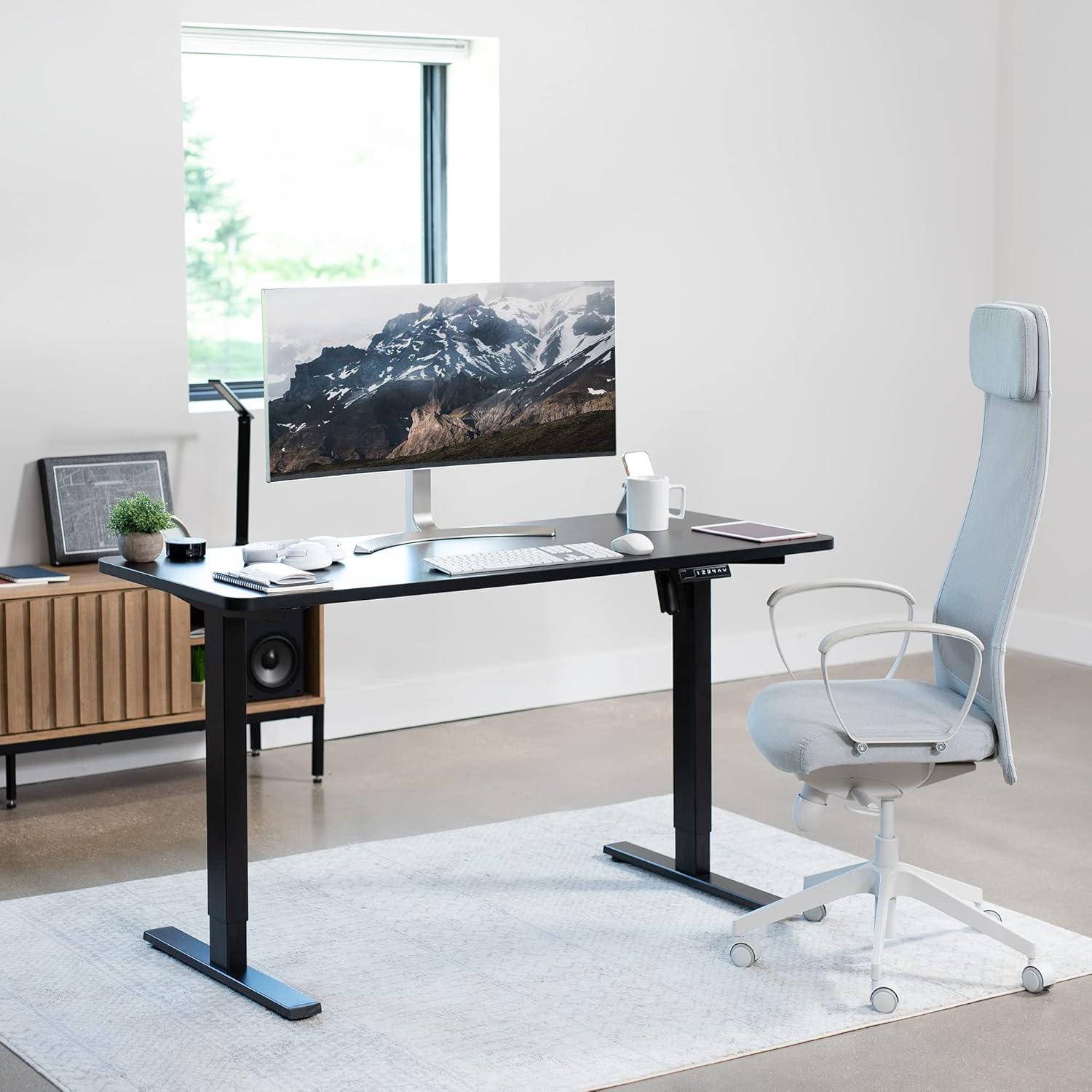 Dual Motor Standing Desk with 25mm Pre Drilled Tabletop 120kg Weight Capacity + Free Headphone & Cup Holder and Cable Management  - Verto Series