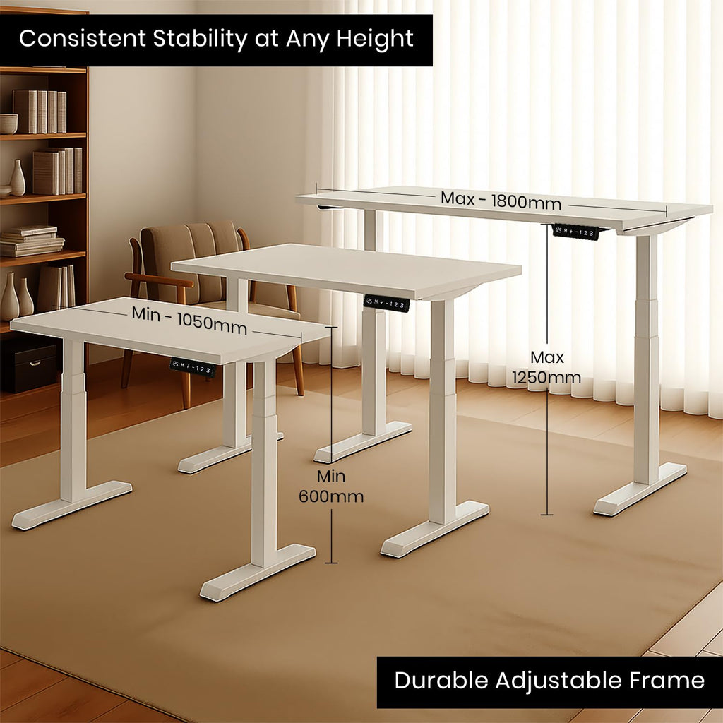 Electric Height Adjustable Dual Motor 3 Stage Standing Desk Table| 120KG Wt Cap| 3 Year Warranty| Cable Management, Headphone & Cup Holder (Only Frame, Only Frame | No Tabletop)