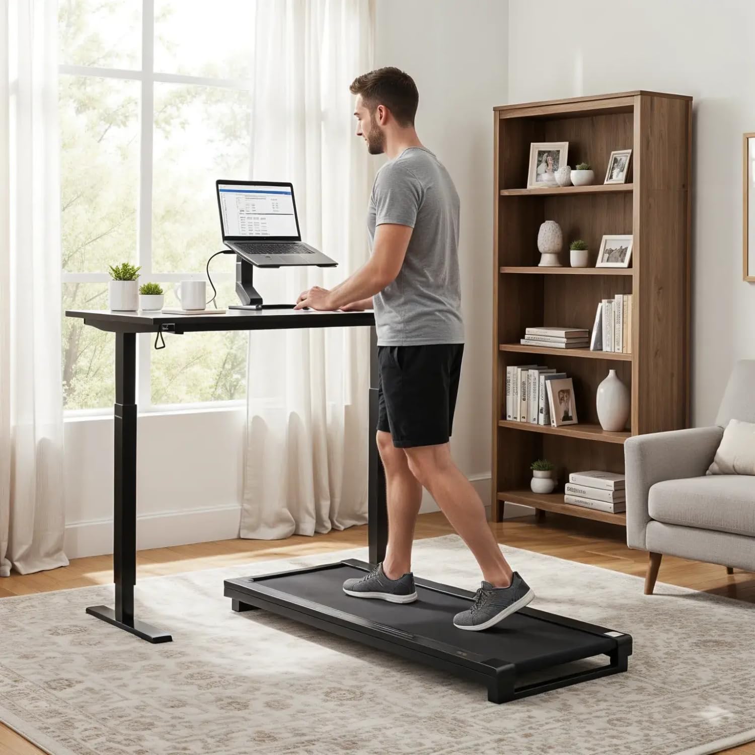 Electric Height Adjustable Dual Motor 3 Stage Standing Desk Table| 120KG Wt Cap| 3 Year Warranty| Cable Management, Headphone & Cup Holder (Only Frame, Only Frame | No Tabletop)