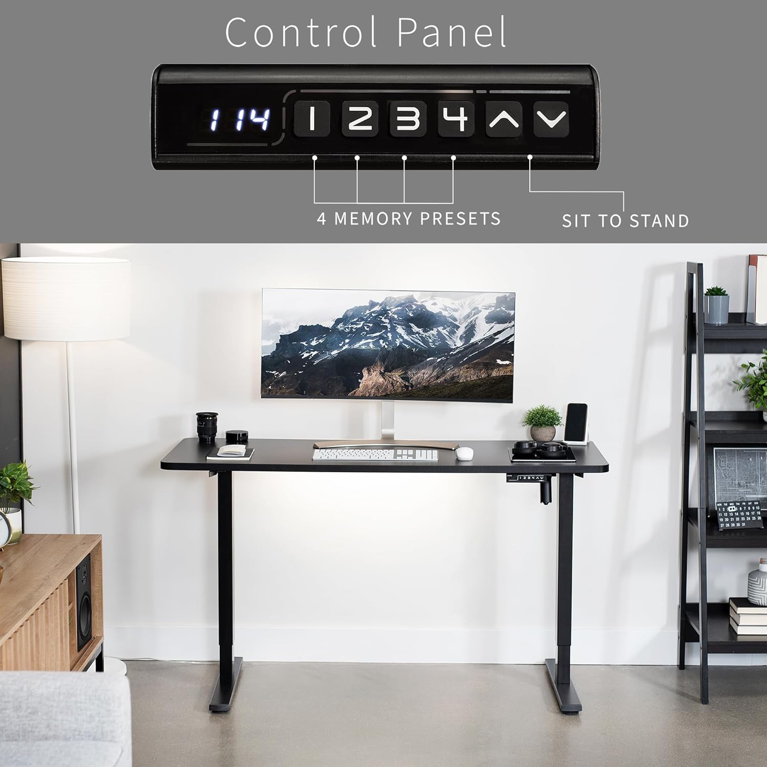 Dual Motor Standing Desk with 25mm Pre Drilled Tabletop 120kg Weight Capacity + Free Headphone & Cup Holder and Cable Management  - Verto Series