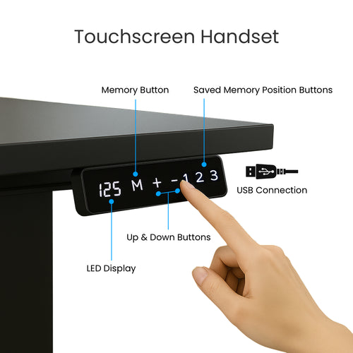 Dual Motor Standing Desk with 25mm Pre Drilled Tabletop 120kg Weight Capacity + Free Headphone & Cup Holder and Cable Management  - Verto Series
