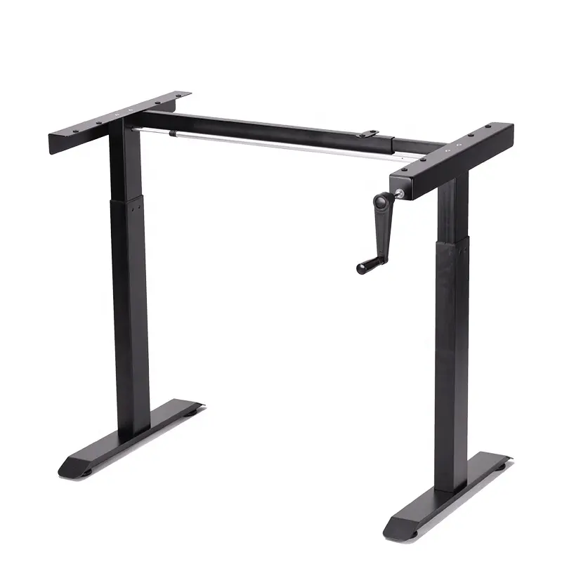 Manual Hand Cranked Standing Desk with 25mm Pre Drilled Tabletop 60kg Weight Capacity - Flow Series