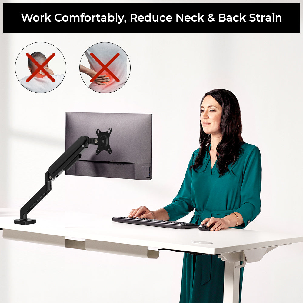 Gas Spring Single Monitor Arm Full Motion Flexibility for 13 to 30 Inch Monitor Weight Capacity 9kg - TDS100