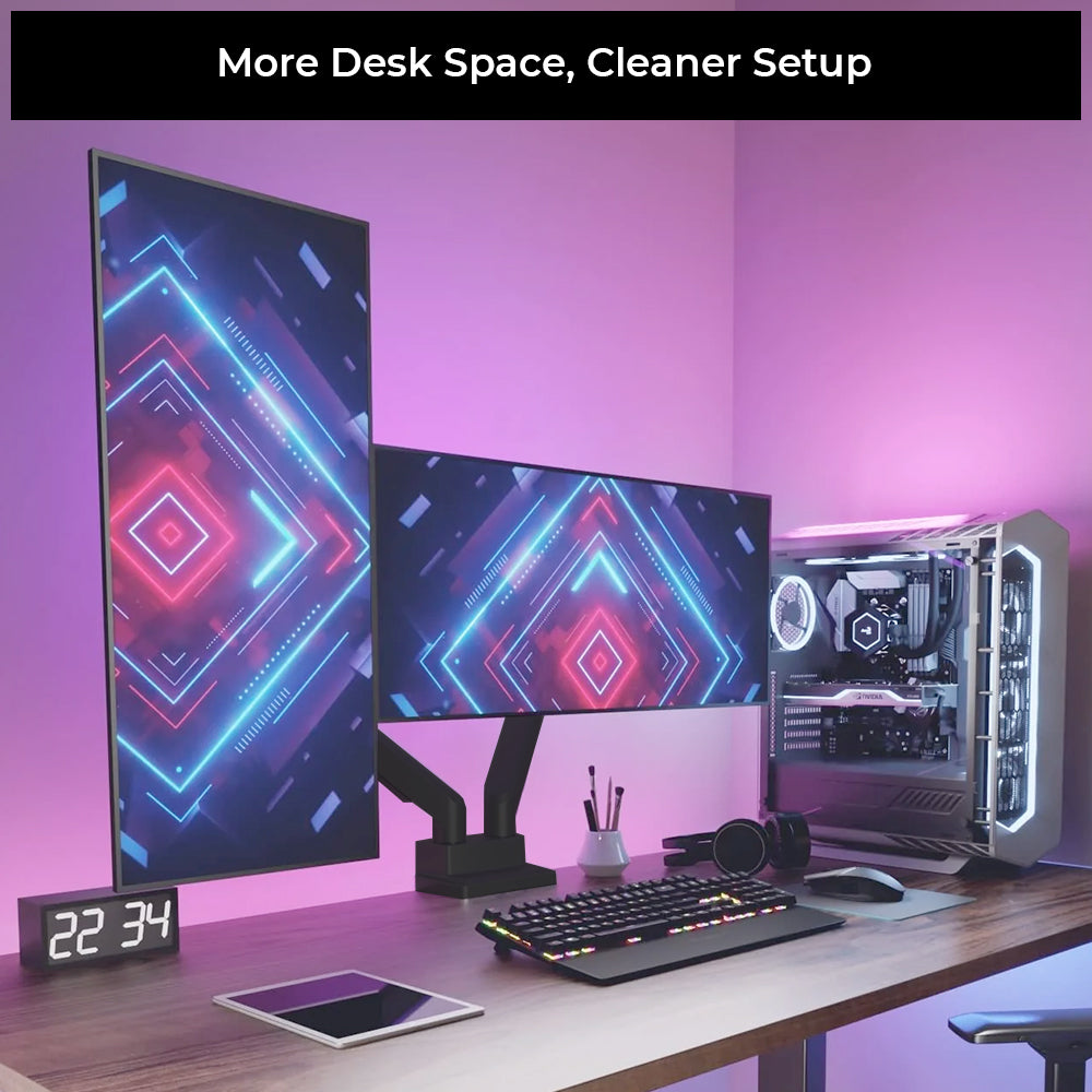 Gas Spring Dual Monitor Arm Full Motion Flexibility for 13 to 32 Inch Monitor Weight Capacity 9kg Per Monitor - TDS200