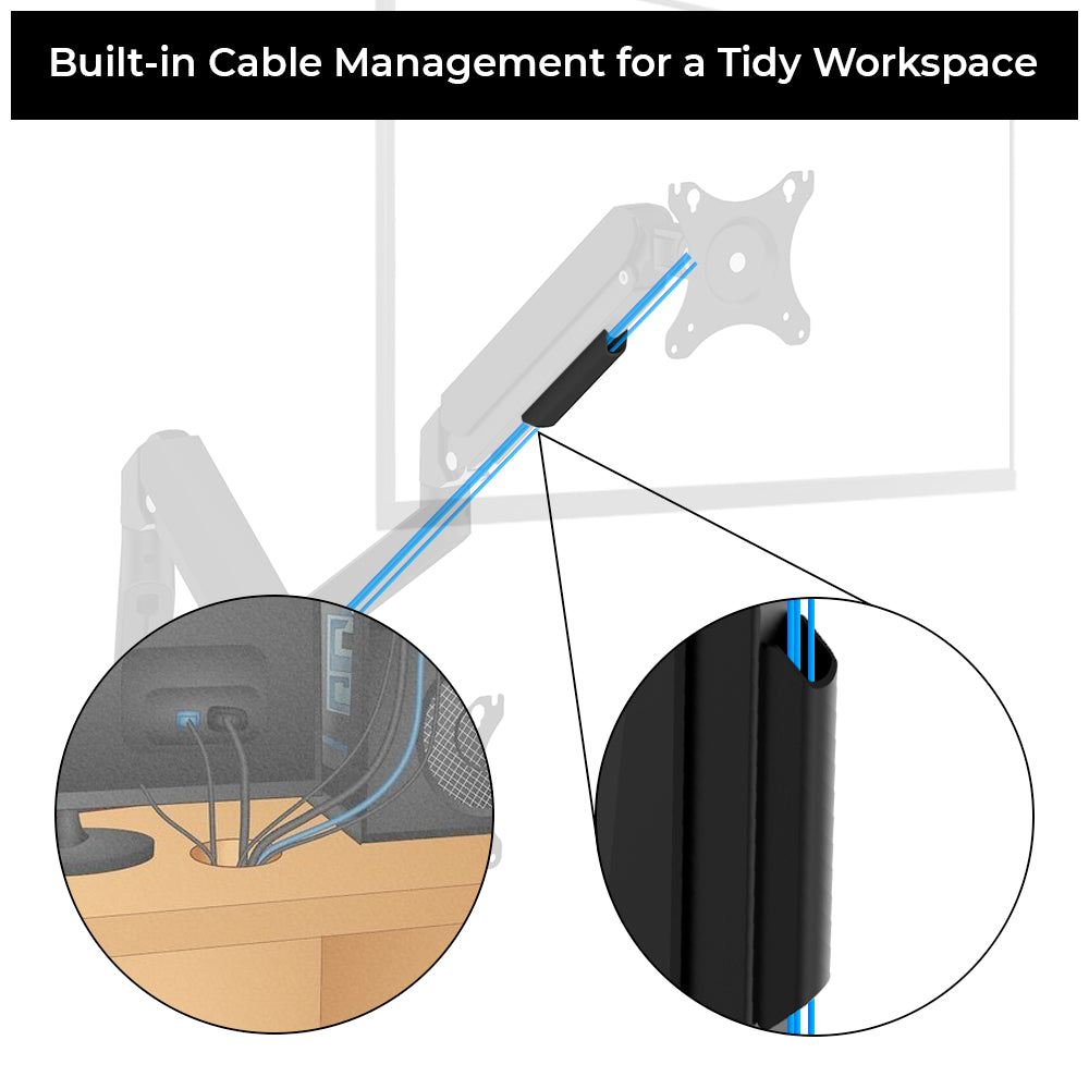 Gas Spring Dual Monitor Arm Full Motion Flexibility for 13 to 32 Inch Monitor Weight Capacity 9kg Per Monitor - TDS200