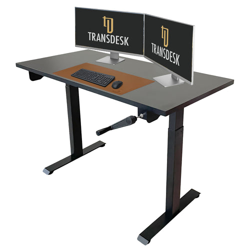 Manual Hand Cranked Standing Desk with 25mm Pre Drilled Tabletop 60kg Weight Capacity - Flow Series