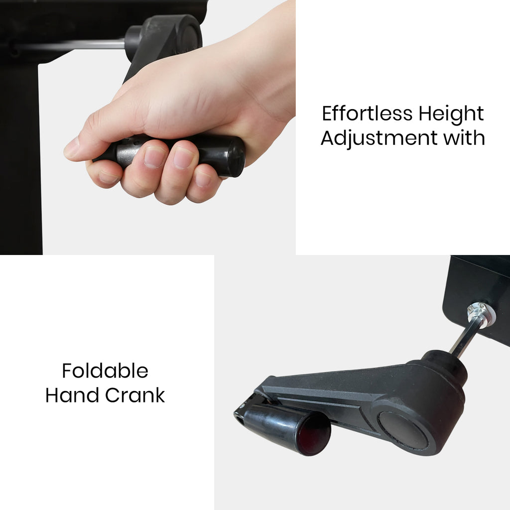 Manual Hand Cranked Standing Desk with 25mm Pre Drilled Tabletop 60kg Weight Capacity - Flow Series