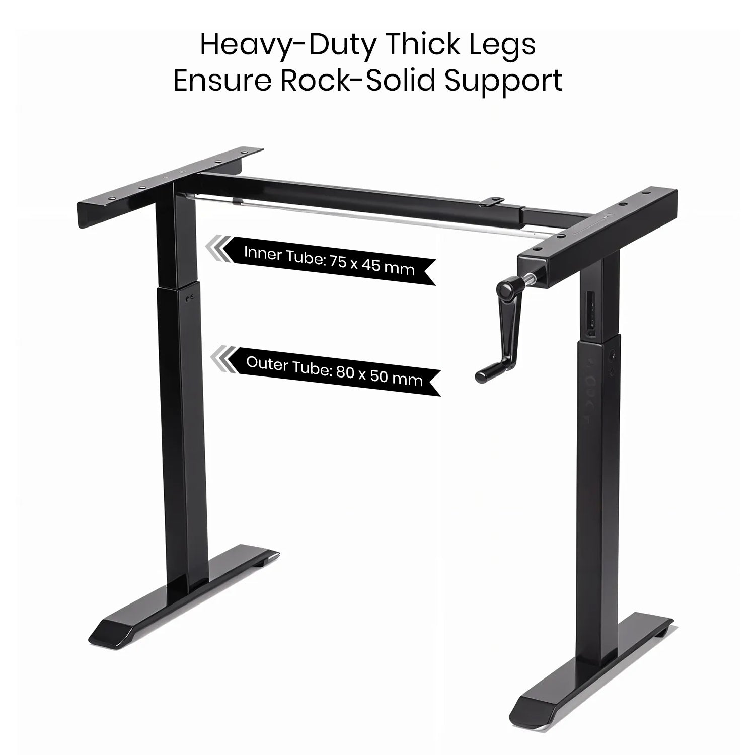 Manual Hand Cranked Standing Desk with 25mm Pre Drilled Tabletop 60kg Weight Capacity - Flow Series