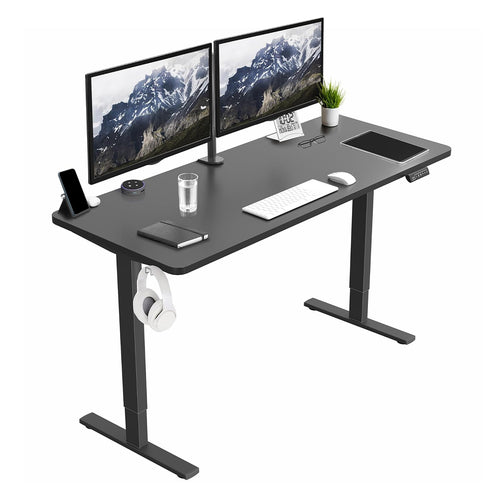 Dual Motor Standing Desk with 25mm Pre Drilled Tabletop 120kg Weight Capacity + Free Headphone & Cup Holder and Cable Management  - Verto Series