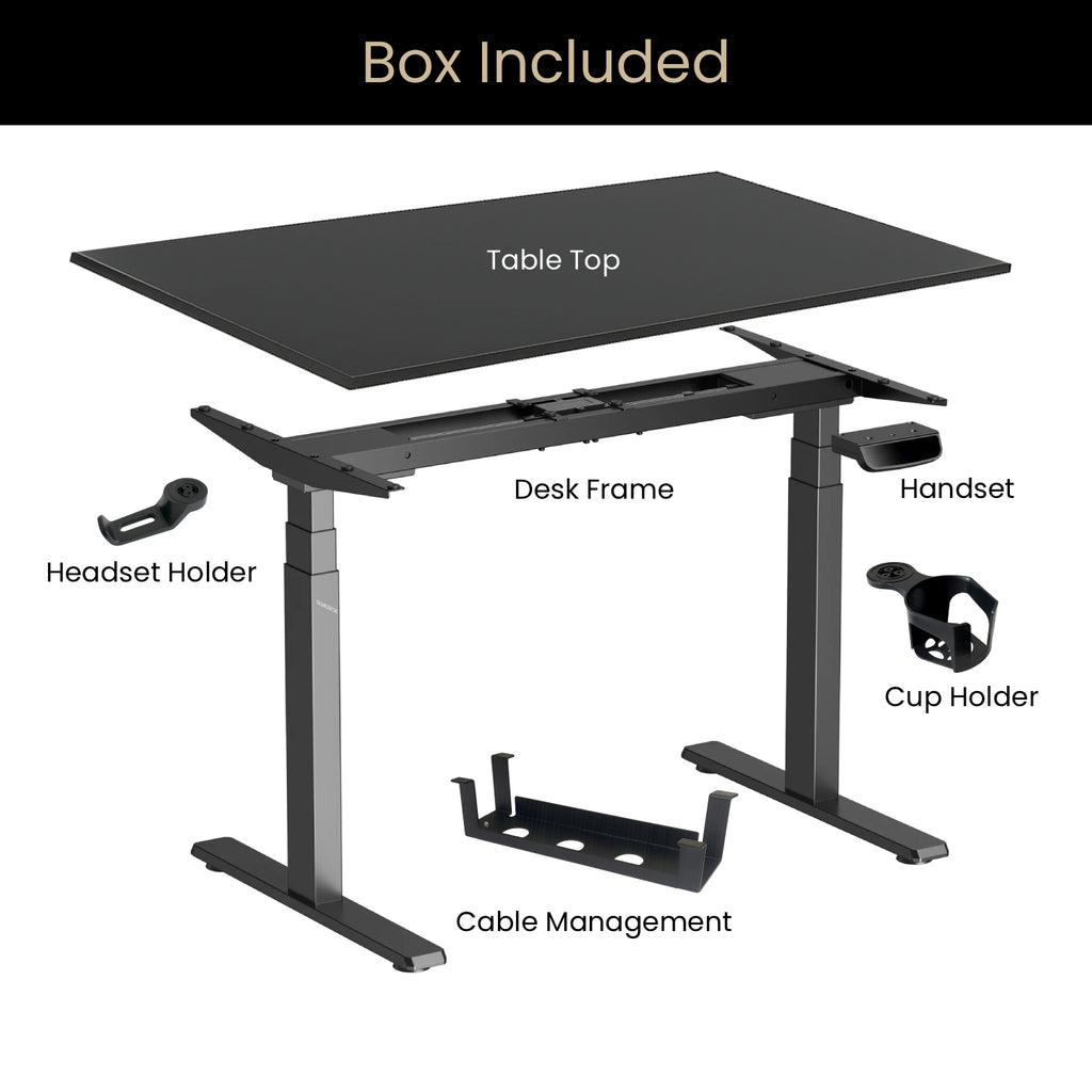 Dual Motor Standing Desk with 25mm Pre Drilled Tabletop 120kg Weight Capacity + Free Headphone & Cup Holder and Cable Management  - Verto Series