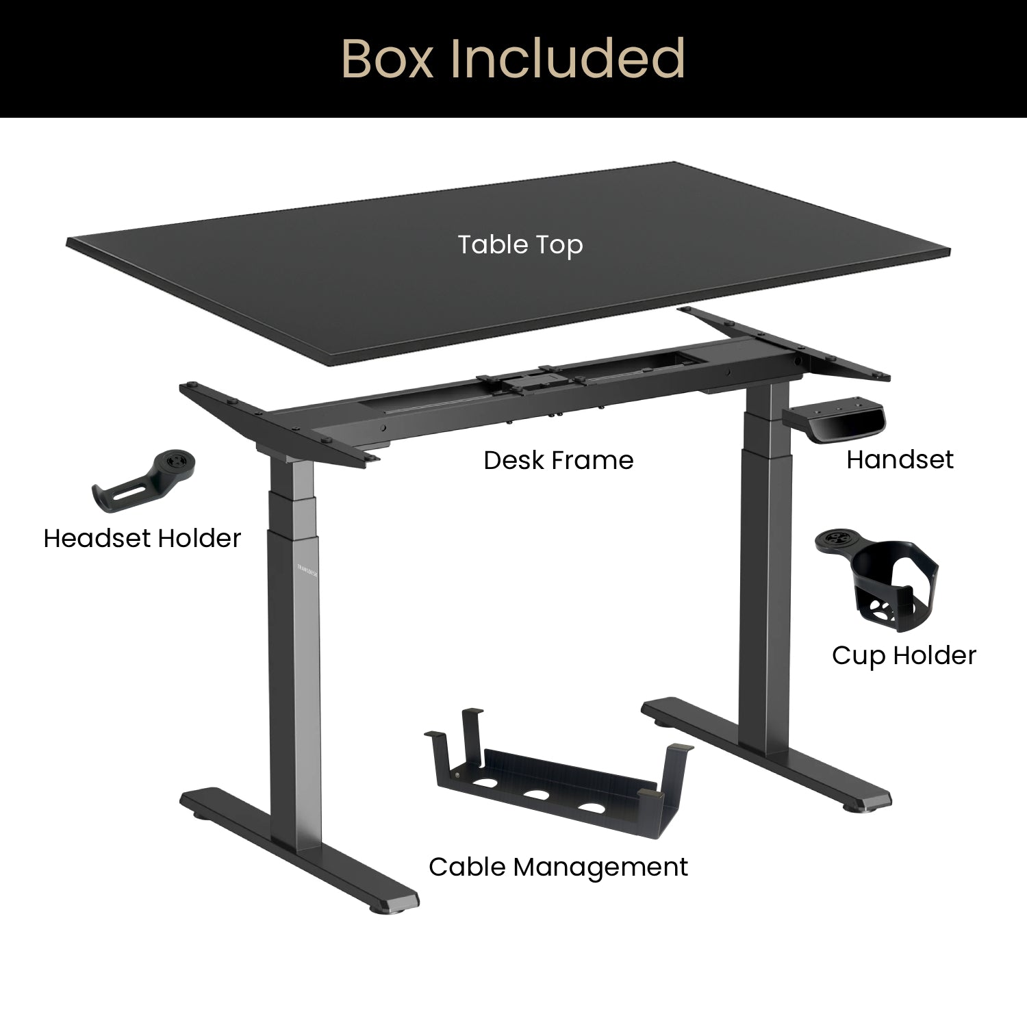 Dual Motor Standing Desk with 25mm Pre Drilled Tabletop 120kg Weight Capacity + Free Headphone & Cup Holder and Cable Management  - Verto Series